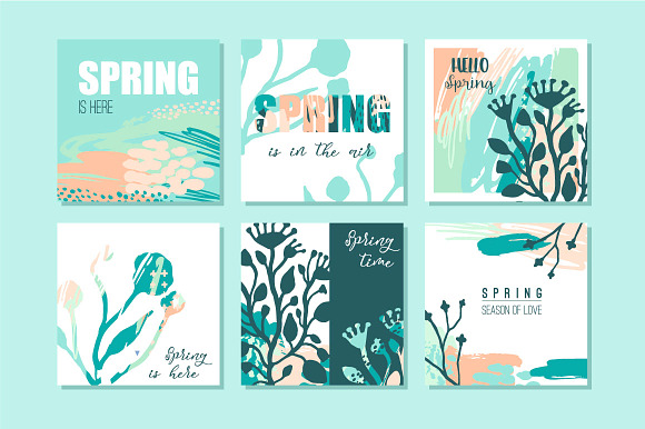 Hello spring! 24 creative art cards. in Illustrations - product preview 2