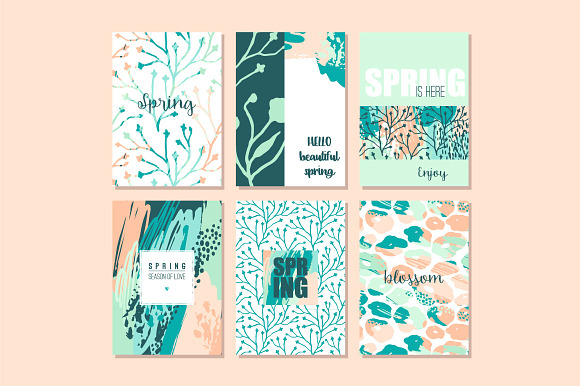 Hello spring! 24 creative art cards. in Illustrations - product preview 3