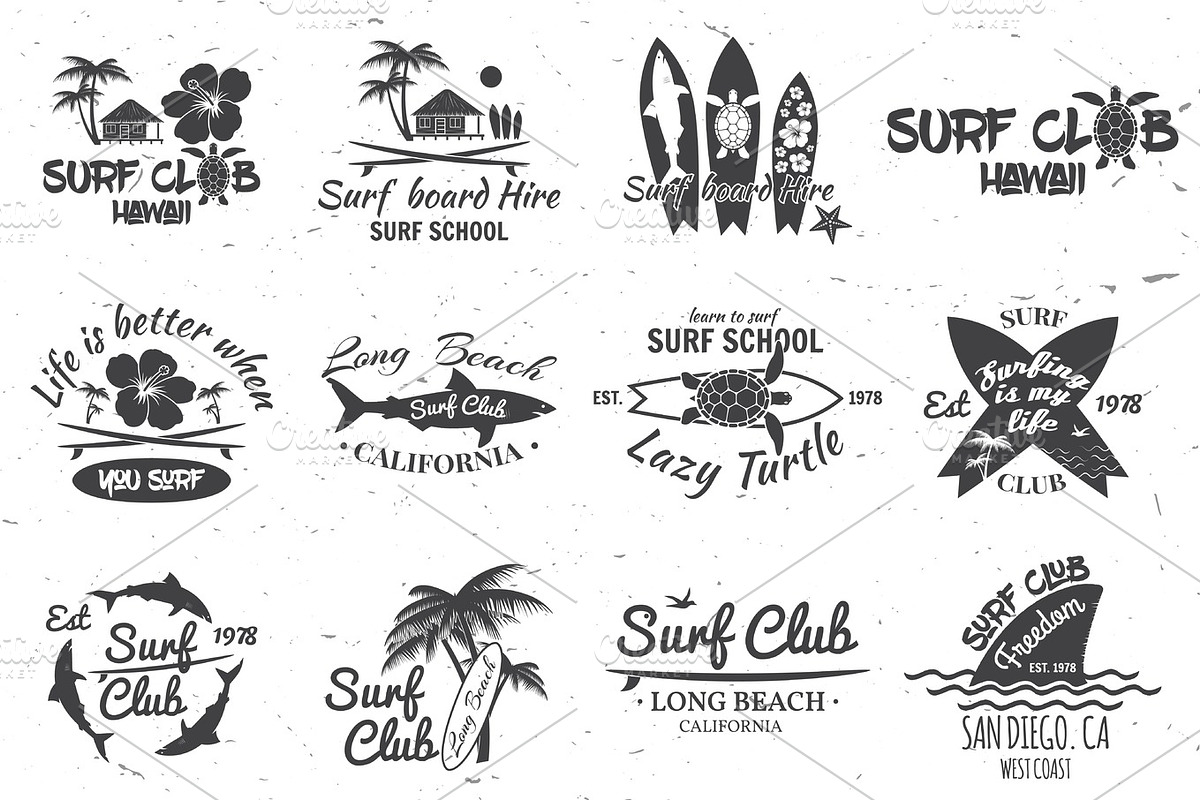 Surf club and surf school design. in Illustrations - product preview 8