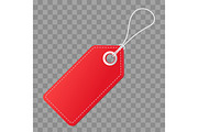 Realistic discount red tag for sale promotion. Vector vintage label template.
