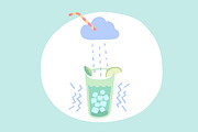 Glass of lemonade, cloud and rain cocktail