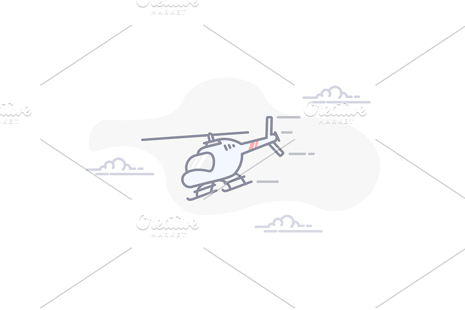 Helicopter flying through clouds  in Illustrations - product preview 8
