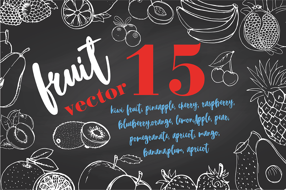 Fruit drawn contour in Illustrations - product preview 8