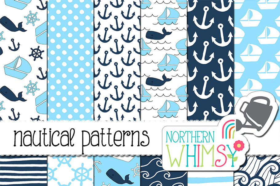 Navy and Aqua Nautical Patterns in Patterns - product preview 8