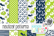 Navy and Lime Nautical Patterns