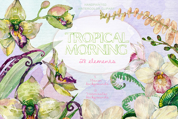 Tropical Morning Floral Clip Art 