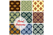 Floral seamless pattern of damask flower ornament