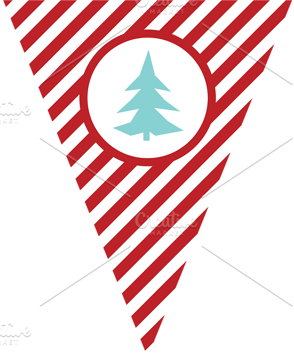 Aqua Red Merry Xmas Banner in Templates - product preview 4