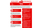 Vector poster for blood donation medical group