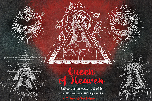  Mary, Queen of Heaven. 5 Tattoo. in Illustrations - product preview 1