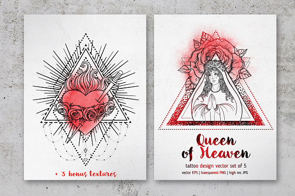  Mary, Queen of Heaven. 5 Tattoo. in Illustrations - product preview 2