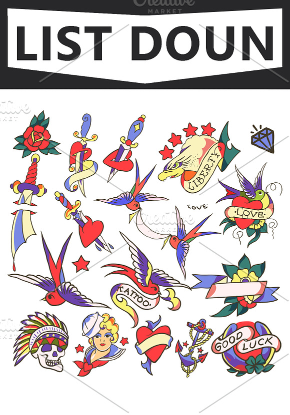 Big Tattoo SET in Illustrations - product preview 4