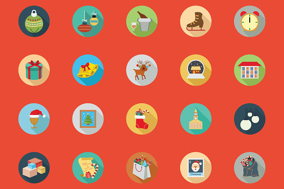 80 Christmas Flat Color Icon Set in Icons - product preview 3
