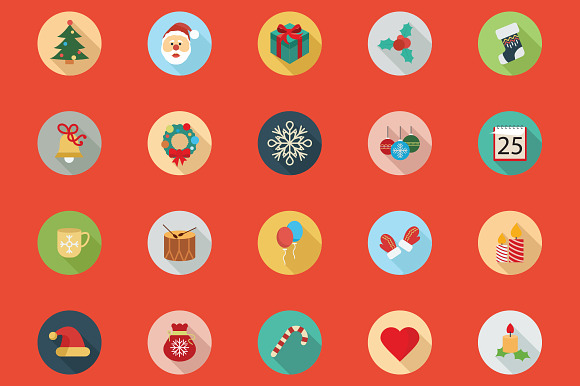 80 Christmas Flat Color Icon Set in Icons - product preview 4