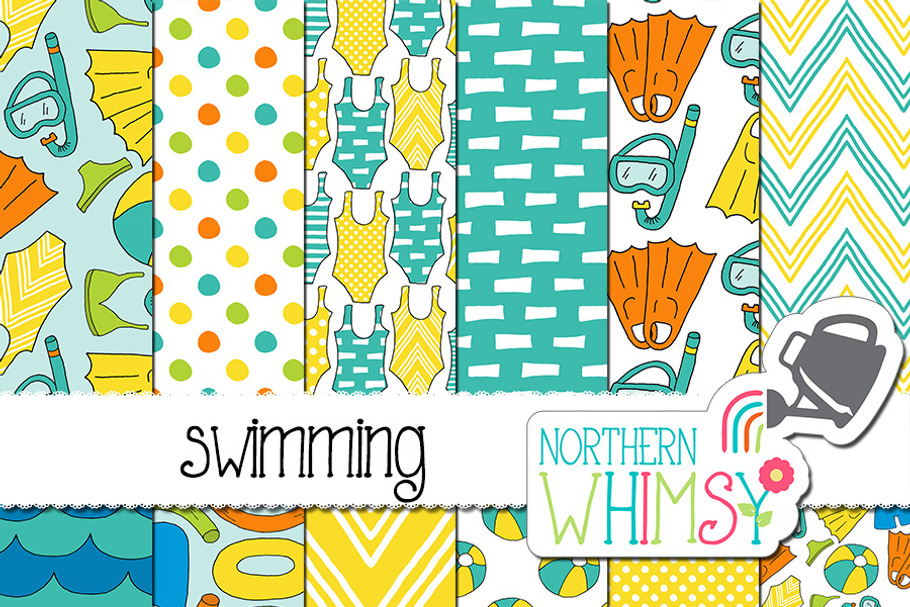 Summer Seamless Patterns:  Swimming