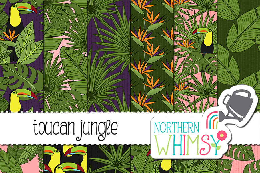 Toucan Jungle Seamless Patterns