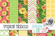 Tropical Hibiscus Seamless Patterns