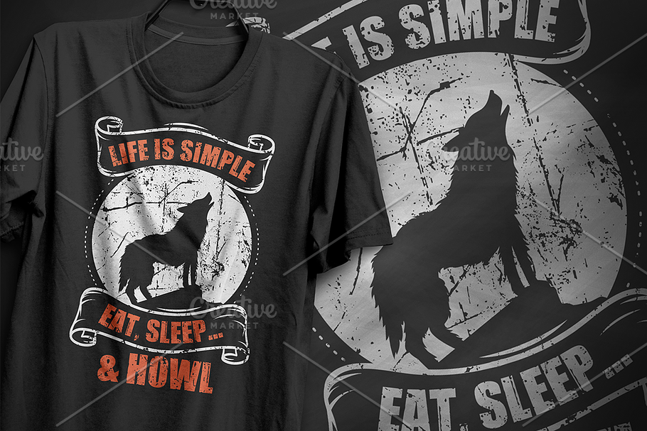 Eat, Sleep and Howl - T-Shirt Design