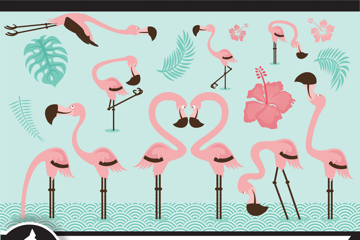 Summer Flamingo Clip art in Illustrations - product preview 8