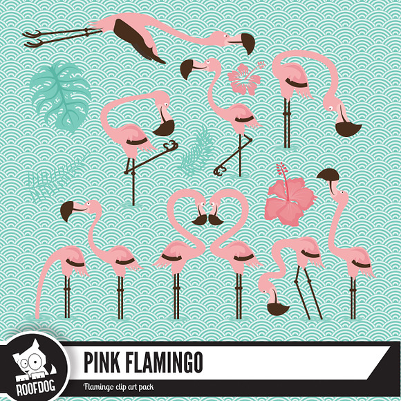 Summer Flamingo Clip art in Illustrations - product preview 3