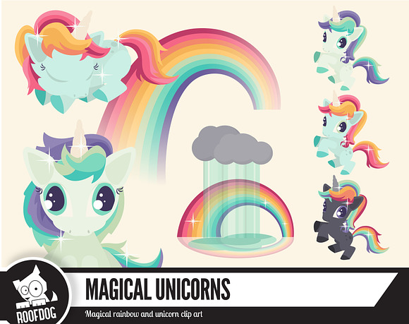 Unicorn clip art set one in Illustrations - product preview 2