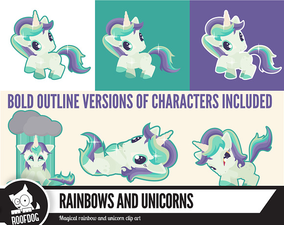 Unicorn clip art set two in Illustrations - product preview 1