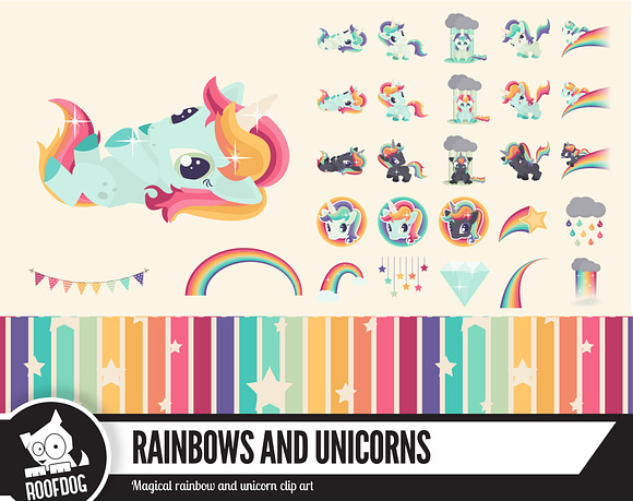 Unicorn clip art set two in Illustrations - product preview 3