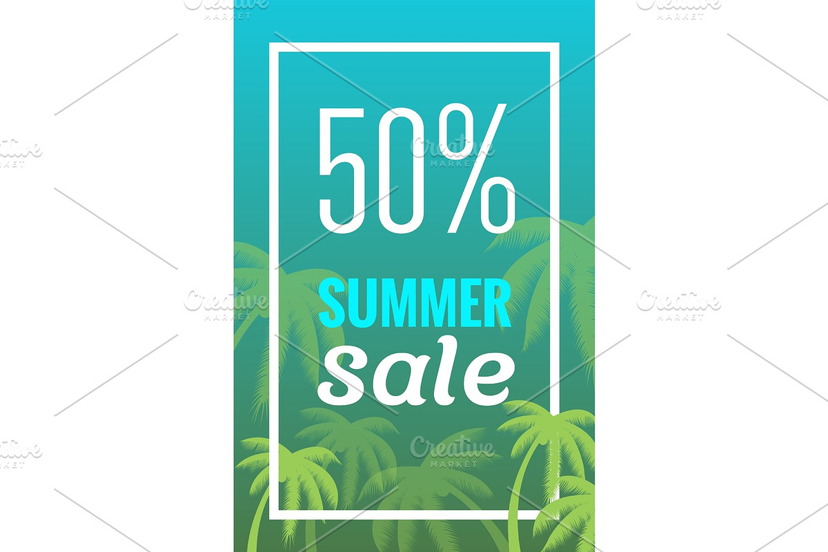 Sale banner, poster with palm leaves, jungle leaf. Beautiful vector floral tropical summer background. Vertical format. in Illustrations - product preview 8