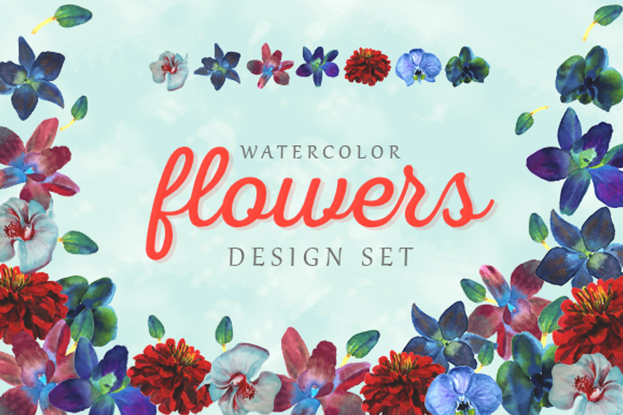 Watercolor Flower Set