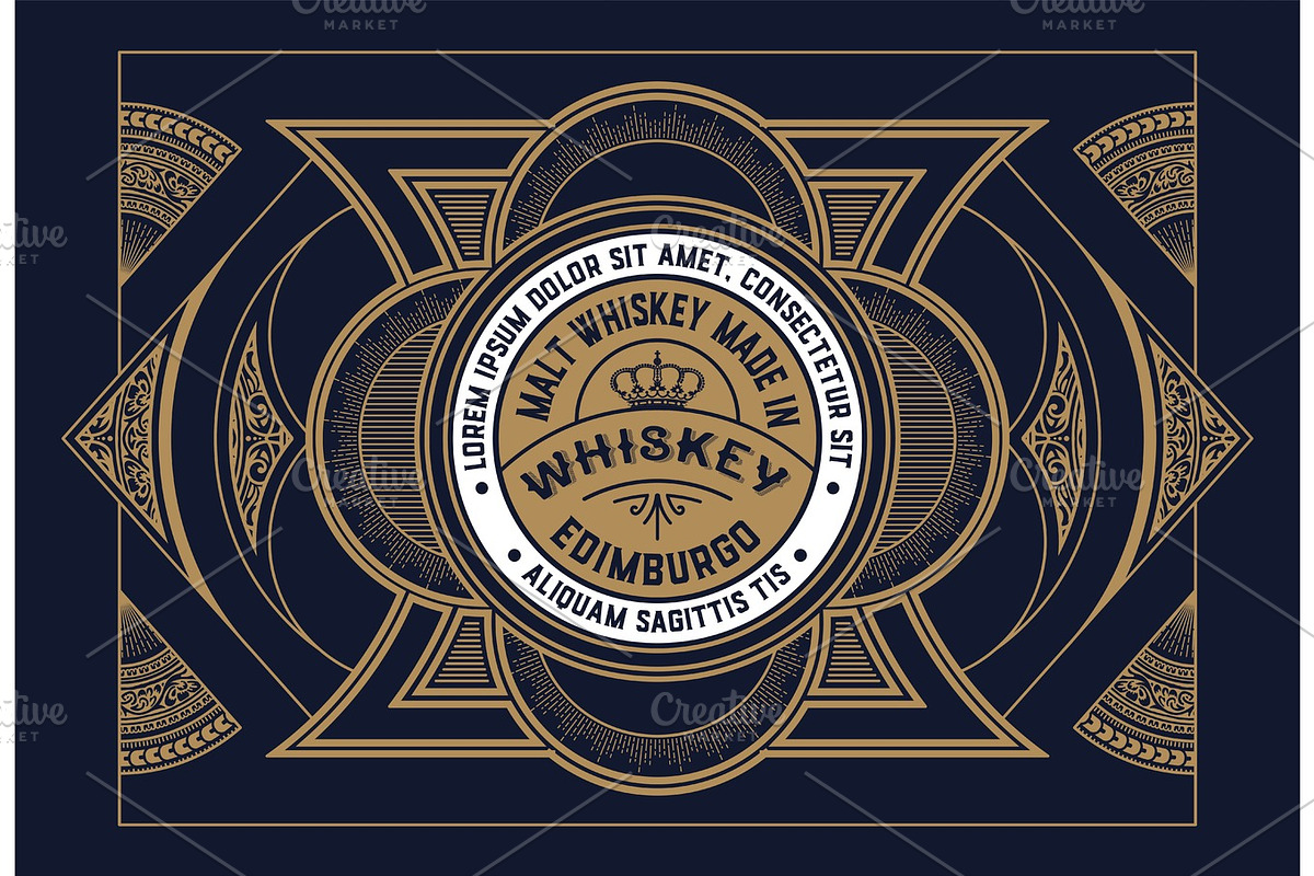 Vintage shield for whiskey packing in Illustrations - product preview 8