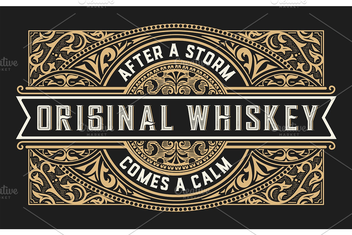 Whiskey Label with vintage ornaments in Illustrations - product preview 8