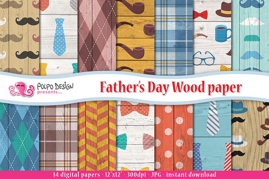Father's Day Wood digital paper