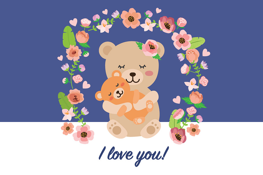 I love you! mother's day bear vector