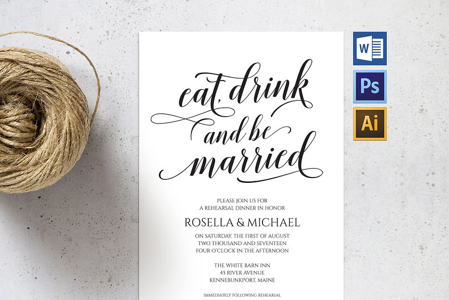 Rehearsal Dinner Invitation SHR52 in Wedding Templates - product preview 8
