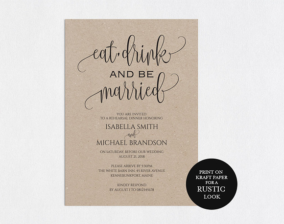 Rehearsal Dinner Invitation SHR53 in Wedding Templates - product preview 1