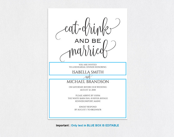 Rehearsal Dinner Invitation SHR53 in Wedding Templates - product preview 3