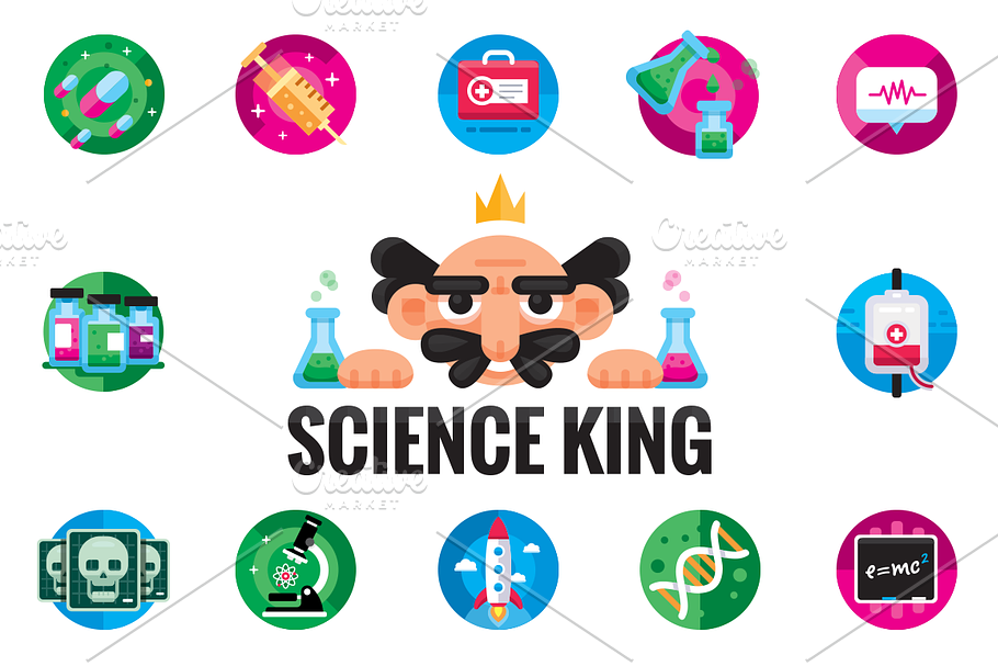 Science King logo kit-1logo & 12Icon in Logo Templates - product preview 8