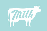 Lettering Milk and silhouette cow