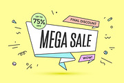 Ribbon banner with text Mega Sale