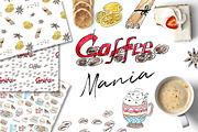COFFEEMANIA clipart & patterns set