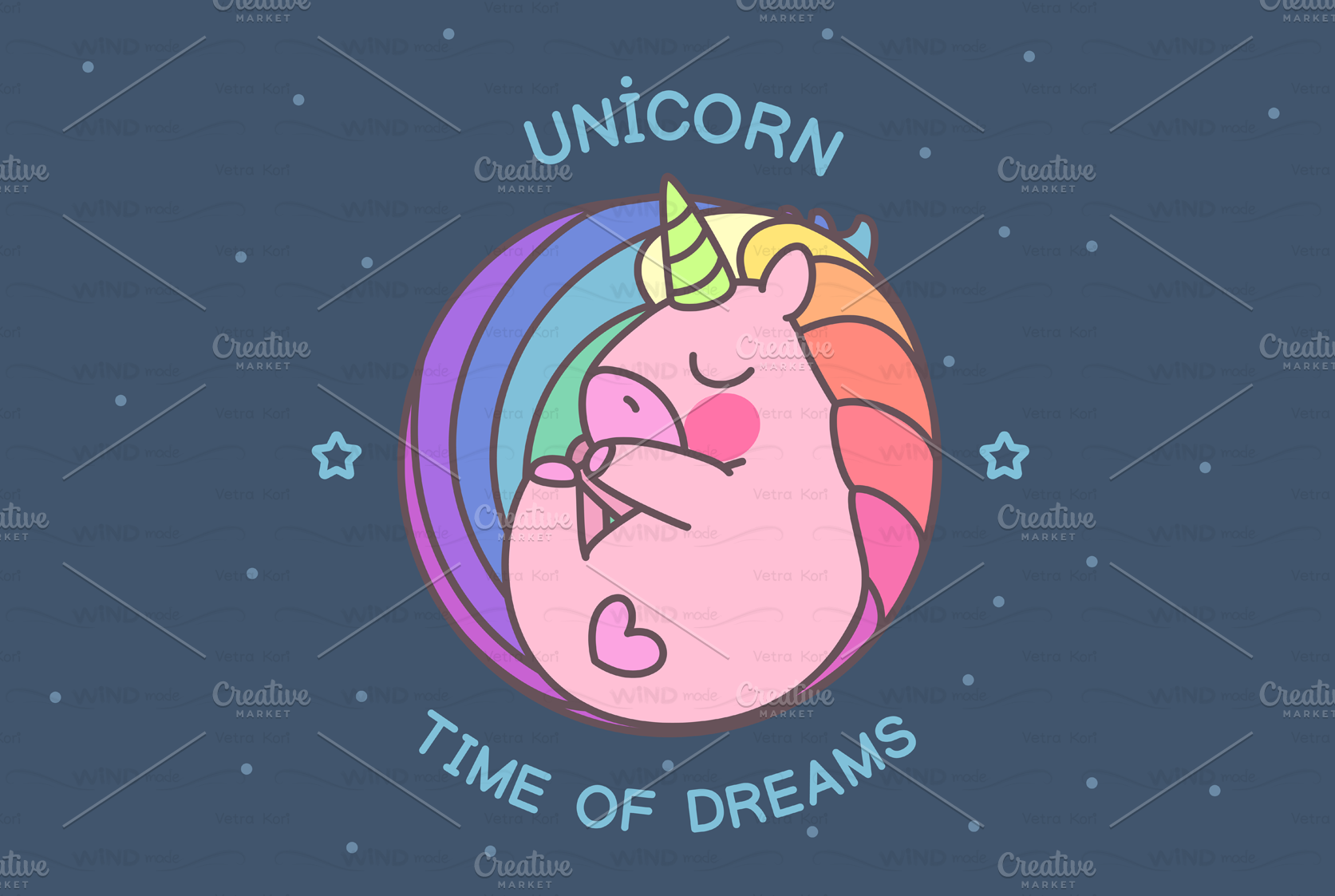 ♥ vector sleeping cute unicorn | Custom-Designed Illustrations