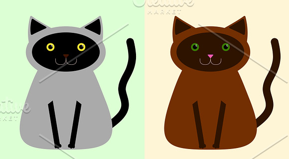 Black/Gray and Brown cats in Illustrations - product preview 2
