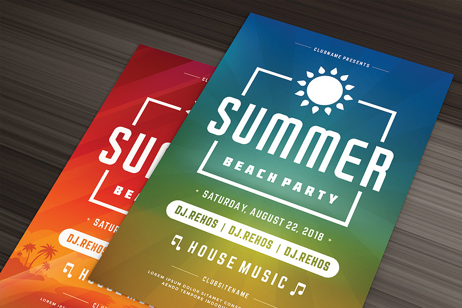 Summer beach party flyer template in Flyer Templates - product preview 8