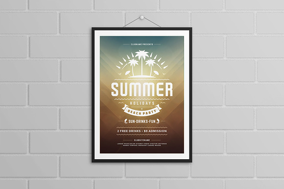 Summer beach party flyer template in Flyer Templates - product preview 2