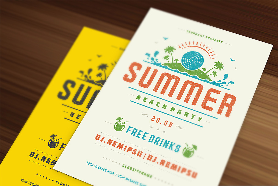 3 Summer party flyers templates in Flyer Templates - product preview 8