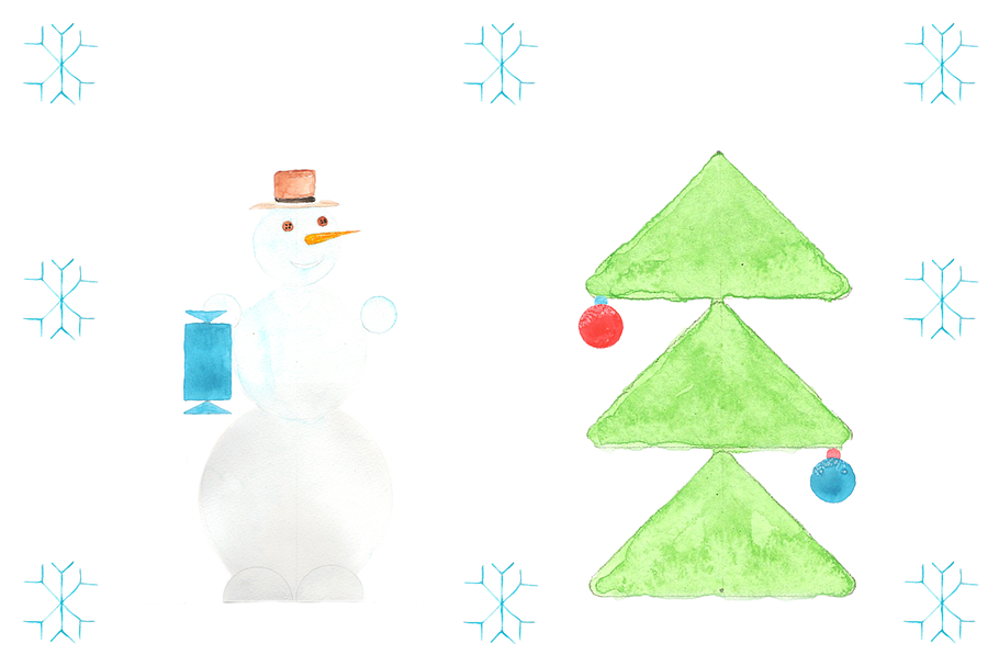 Snowman & Christmas Tree in Illustrations - product preview 8