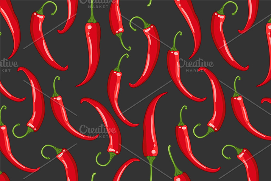 Seamless pattern with chilli peppers in Patterns - product preview 8