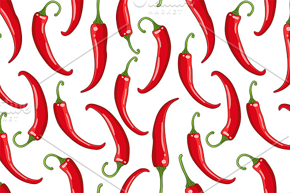 Seamless pattern with chilli peppers in Patterns - product preview 1