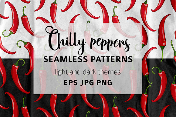 Seamless pattern with chilli peppers in Patterns - product preview 2