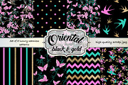 Oriental black and gold pattern set